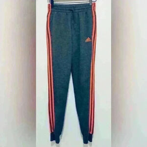 Adidas Women’s 3 Stripe Cotton Fleece Sweatpants Jogger, Size XS, Gray w/ Mango